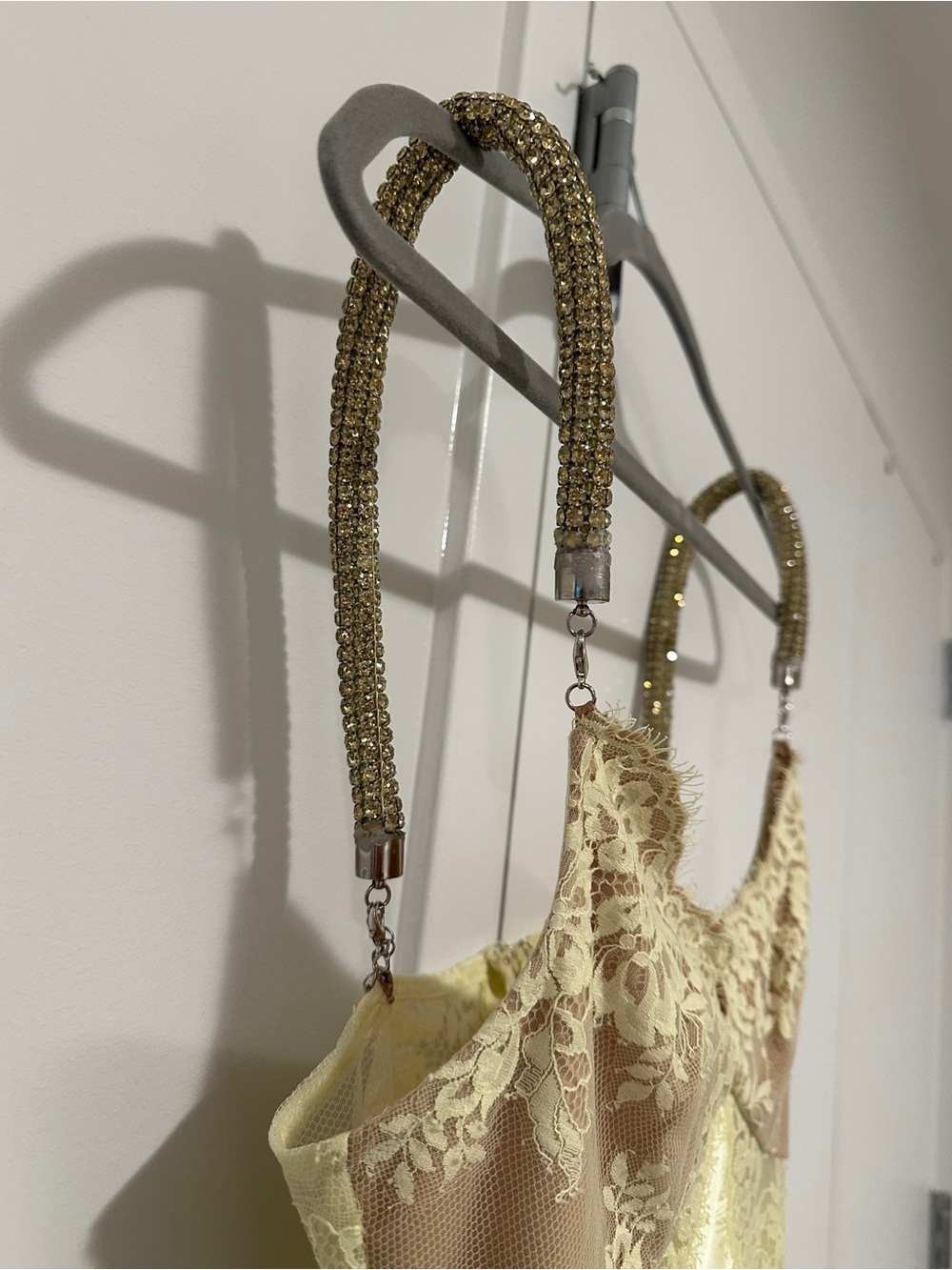 Self-Portrait Pale Yellow Lace-Trim Maxi Slip Dress - Picture 10 of 13